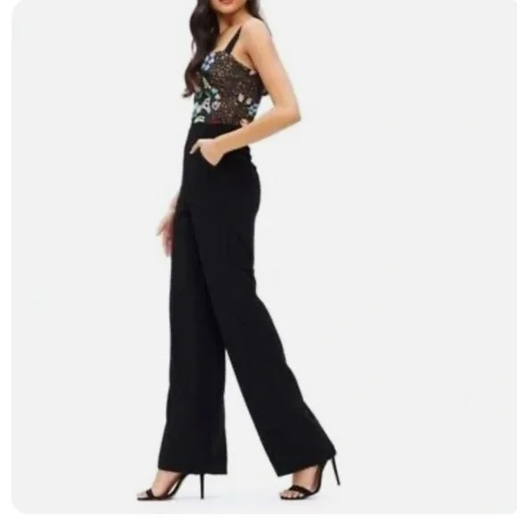 open lace back dress Dress The Population Charlie Sequin Wide Leg Jumpsuit